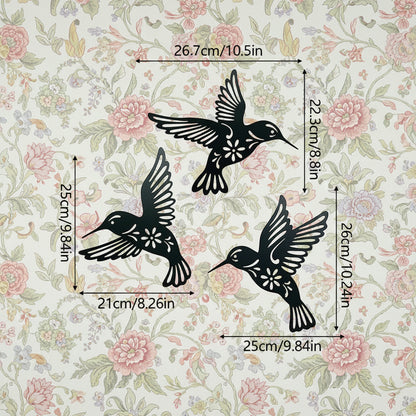 Versatile Black Metal Hummingbird Wall Decor