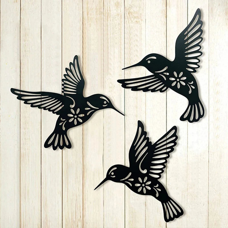 Versatile Black Metal Hummingbird Wall Decor