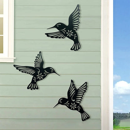 Versatile Black Metal Hummingbird Wall Decor