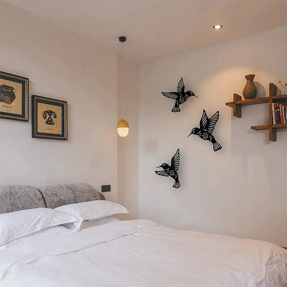 Versatile Black Metal Hummingbird Wall Decor