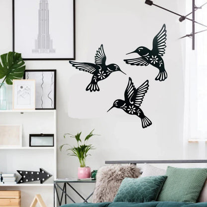 Versatile Black Metal Hummingbird Wall Decor