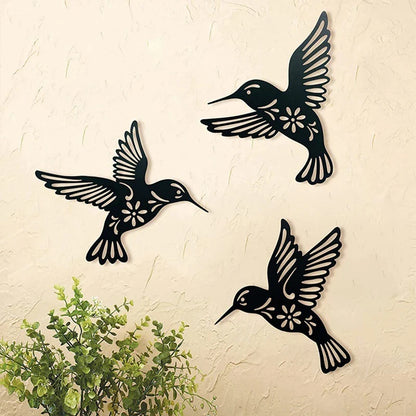 Versatile Black Metal Hummingbird Wall Decor